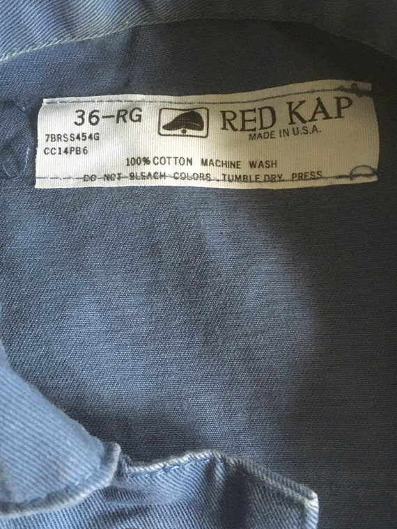 vintage smoky blue cotton red kap paint stained s… - image 4
