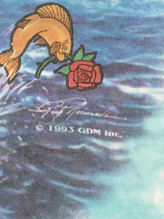 Vintage 90s 1993 Grateful Dead Ship of Fools Tie Dye Liquid Blue T