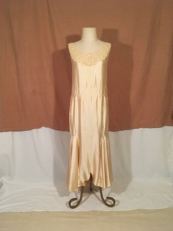 vintage 1920s silky satin charmeuse and lace slee… - image 1