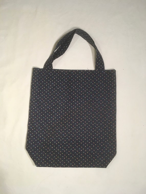 vintage 70s handmade cotton tote bag reusable blu… - image 5