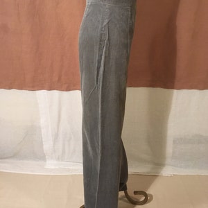 vintage 70s handmade gray corduroy high waist bell bottom trousers hip hugger pants 28 image 5