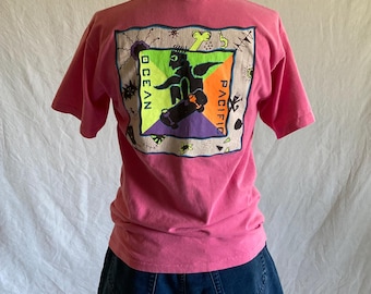 Vintage 90s Ocean Pacific Skate T Shirt Graffiti 1990 Made in Usa