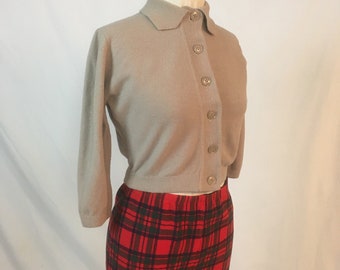 vintage 50s minklam by darlene Damen Strickjacke Pullover Lammwolle Fell Wolle Nerz Mocca Tan