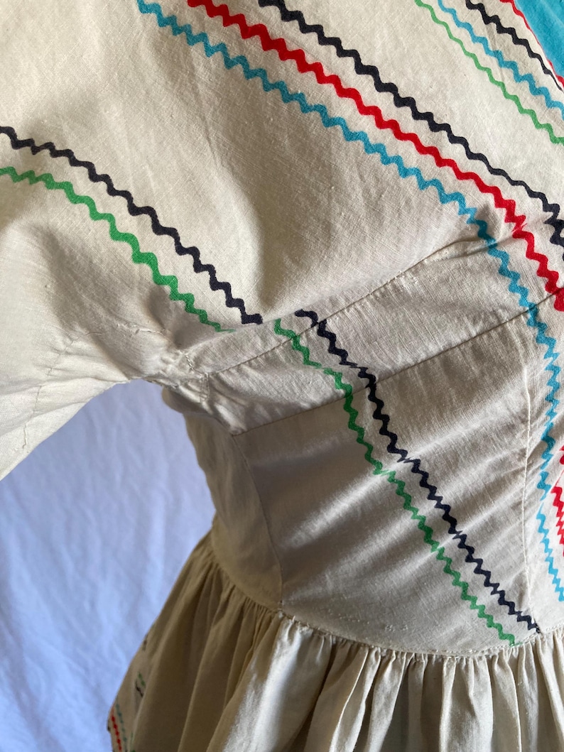 vintage 40s handmade blouse side zip peplum fiesta western rockabilly polka ric rac image 7