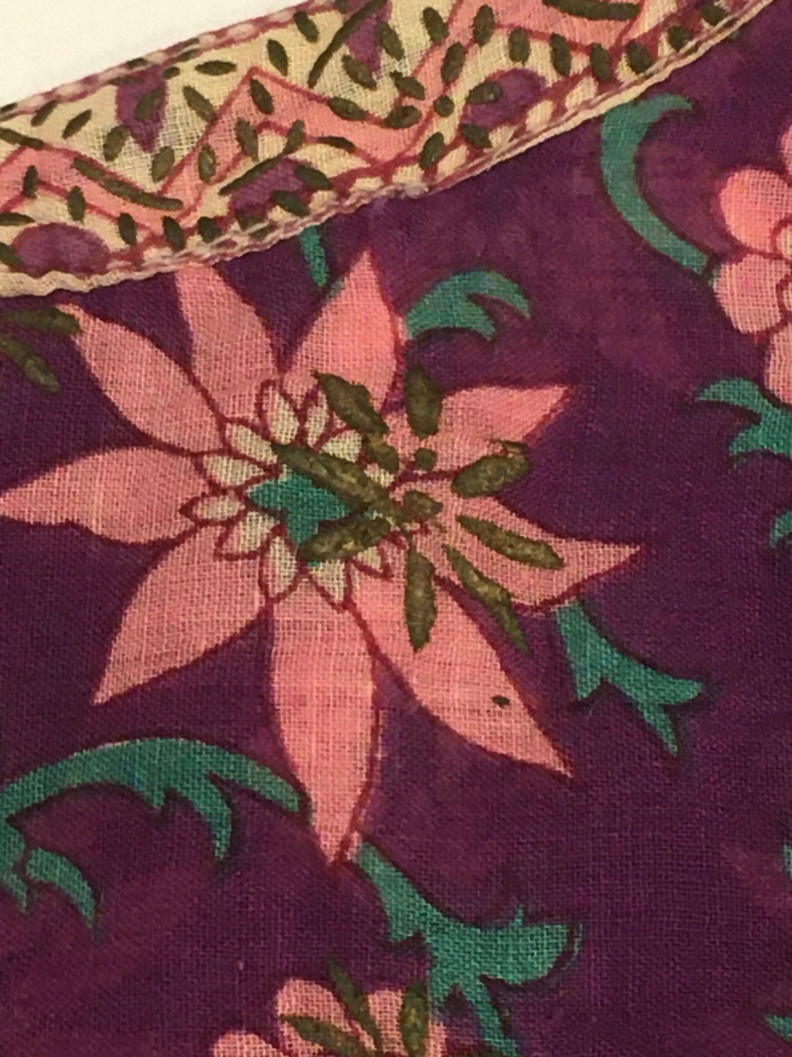 Vintage 70s Adini Cotton Gauze Gold Painted Floral Tapestry Etsy