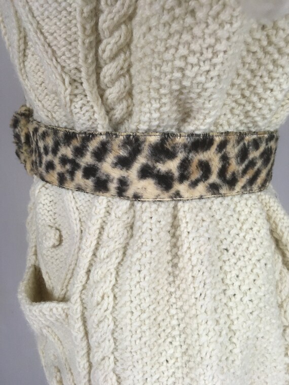 vintage 50s leopard print fuzzy belt stelzer adju… - image 5