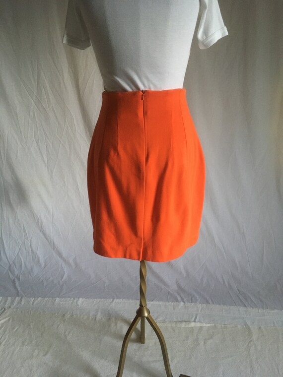 vintage 80s orange bodycon zip back mini skirt co… - image 4