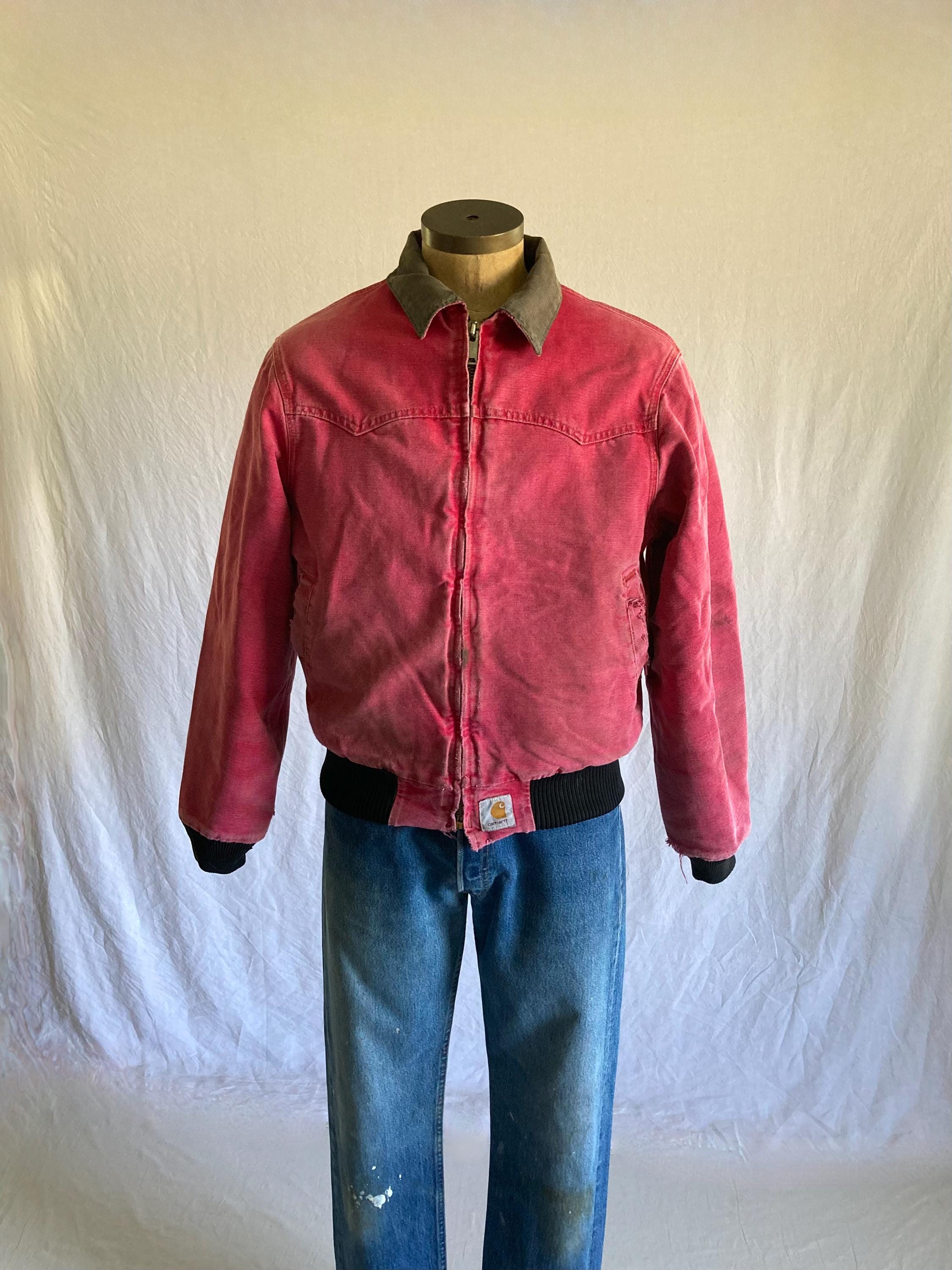 Vintage 90s Carhartt J14 Jacket Santa Fe Red Bomber Corduroy