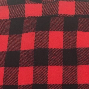 vintage 60s pilgrim sears roebuck red black rob roy buffalo plaid wool concave button gusset hem outdoor shirt image 5