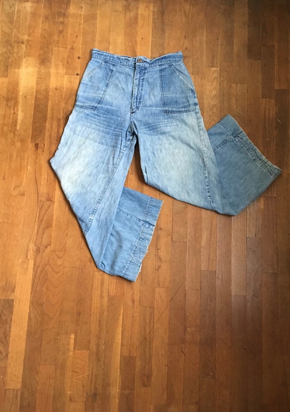 vintage 70s wrangler blue jean high waist bell bot