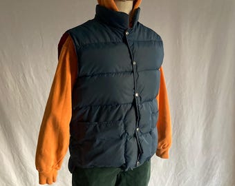 名作　80s llbean down vest navy made in USA Navy LL Bean Puffer Down Vest – NOIROHIO VINTAGE