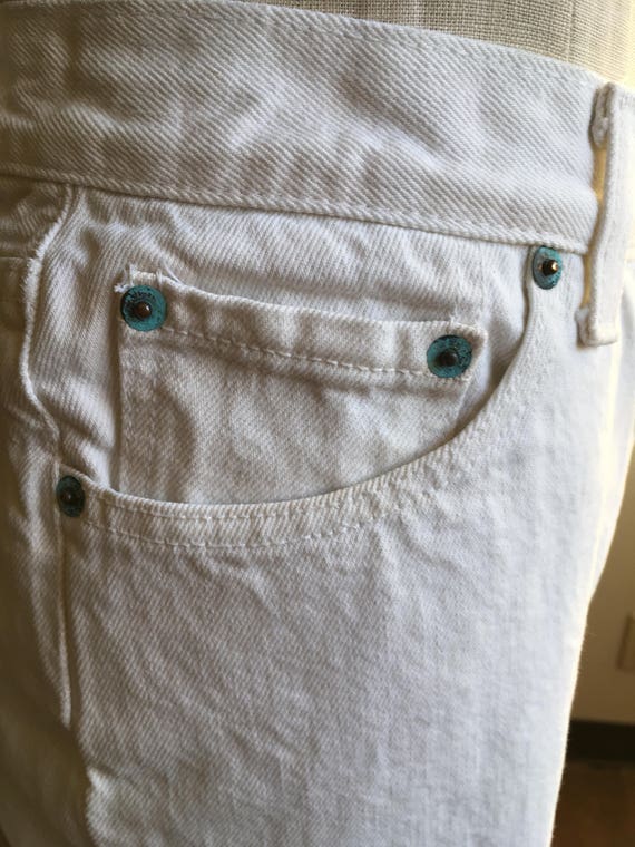 vintage levis 501 white jeans made in usa 27 x 29 - image 9