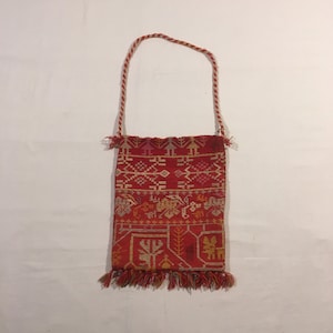 vintage 70er teppich handgewebter matter roter kelim stoff boho hippie boho teppich handgewebter teppich tasche