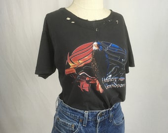 vintage 90s harley davidson cut off cropped t shirt motorcycle biker palm beach florida