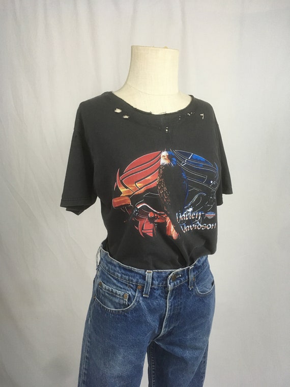 vintage 90s harley davidson cut off cropped t shir