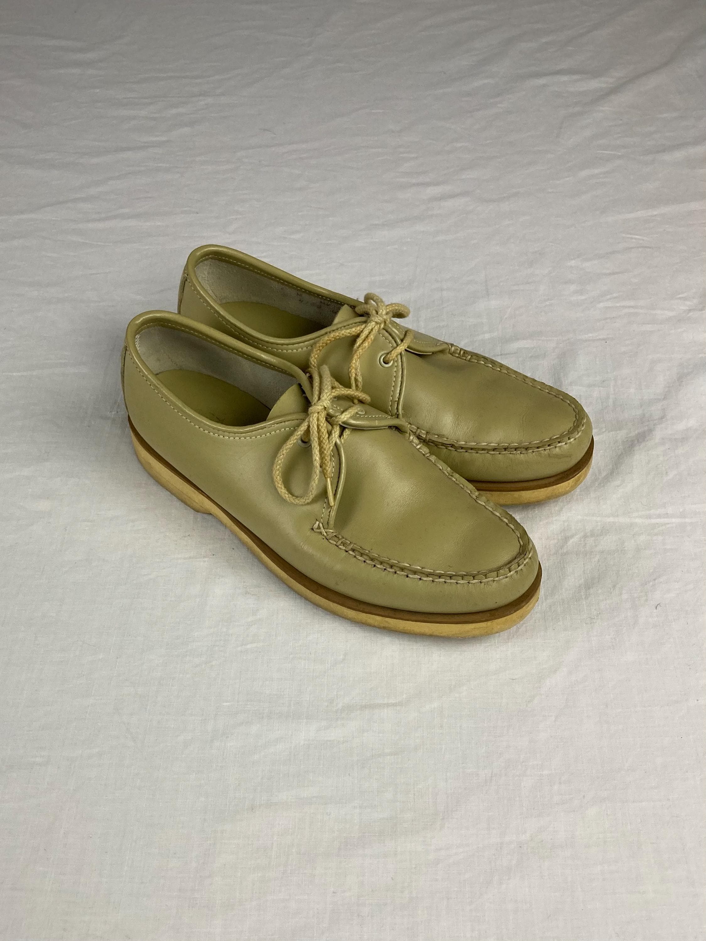 Sperry Top Siders Leather Boat Shoes Size 12 Green Tan Surveyor2eye Tan Leather Nubuck Men main image 4