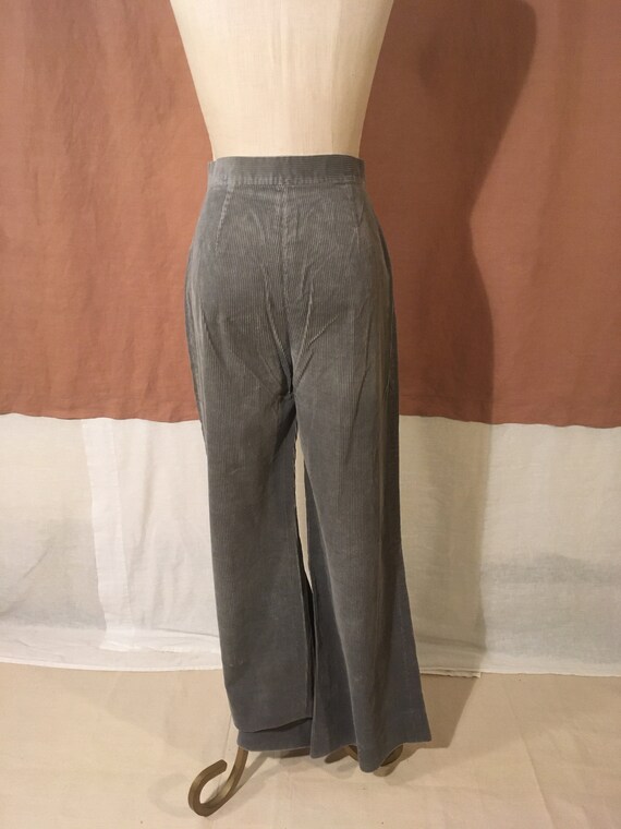 vintage 70s handmade gray corduroy high waist bel… - image 6