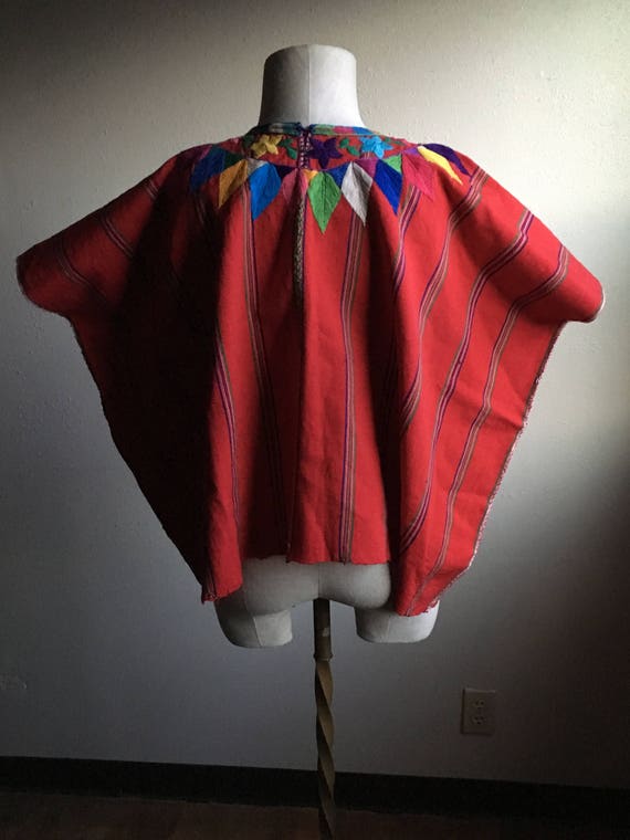 vintage handmade mexican red cotton colorful wove… - image 6