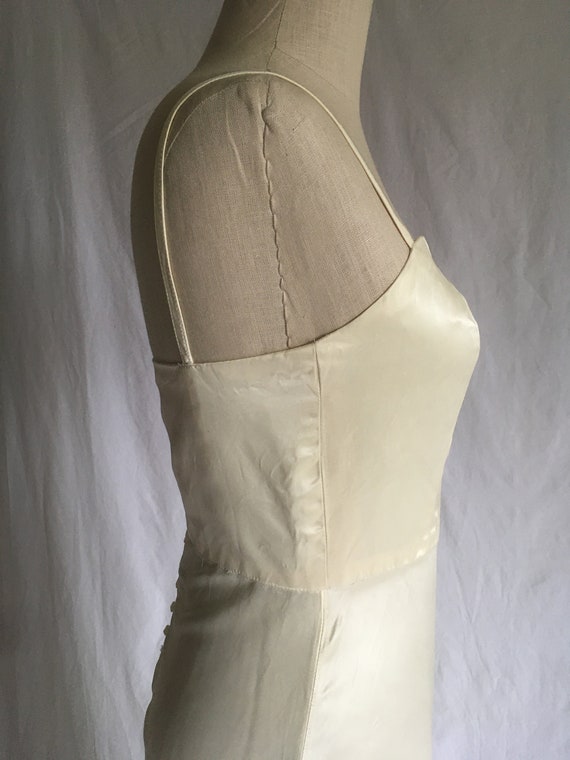 vintage handmade dress white ivory satin silk spa… - image 5