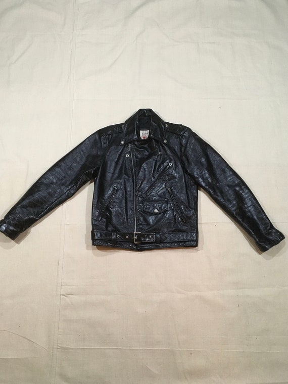 vintage 70s sears leather shoppe belted black leat