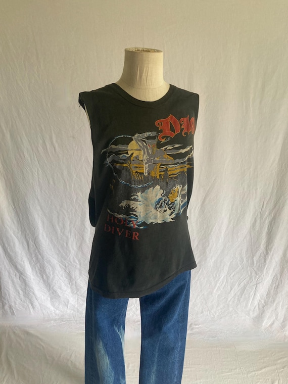 Vintage 80s Dio T Shirt Holy Diver 1983 Tour Concert Cut off