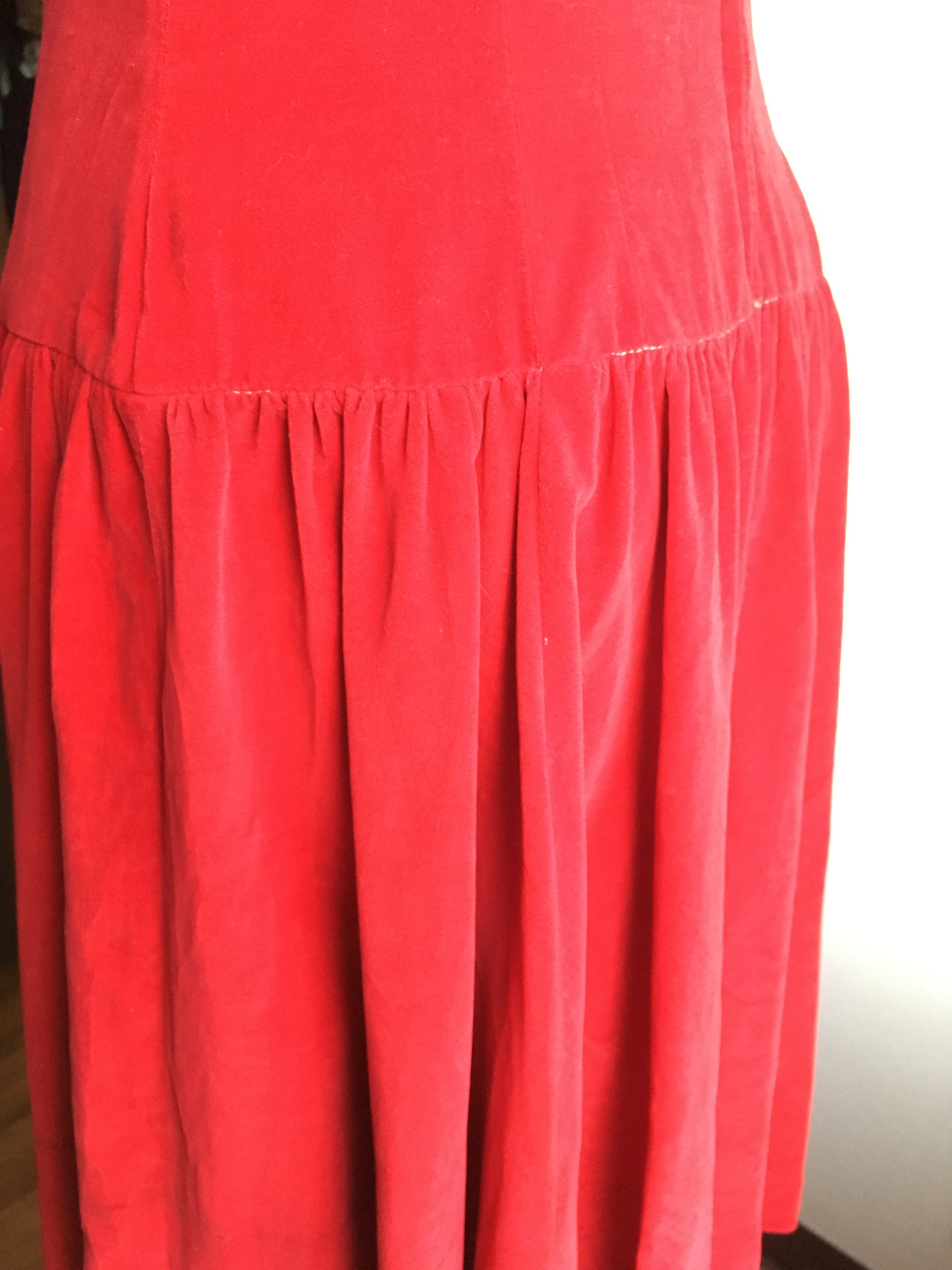 Vintage 50s Jonathan Logan red velvet zip up back drop waist | Etsy