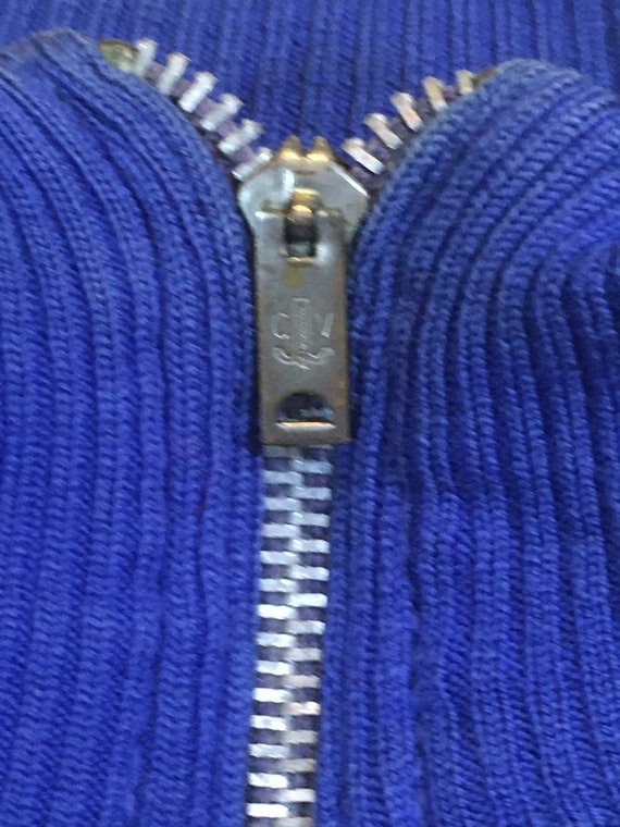 vintage 20s italia zip up mock neck blue cardigan… - image 5