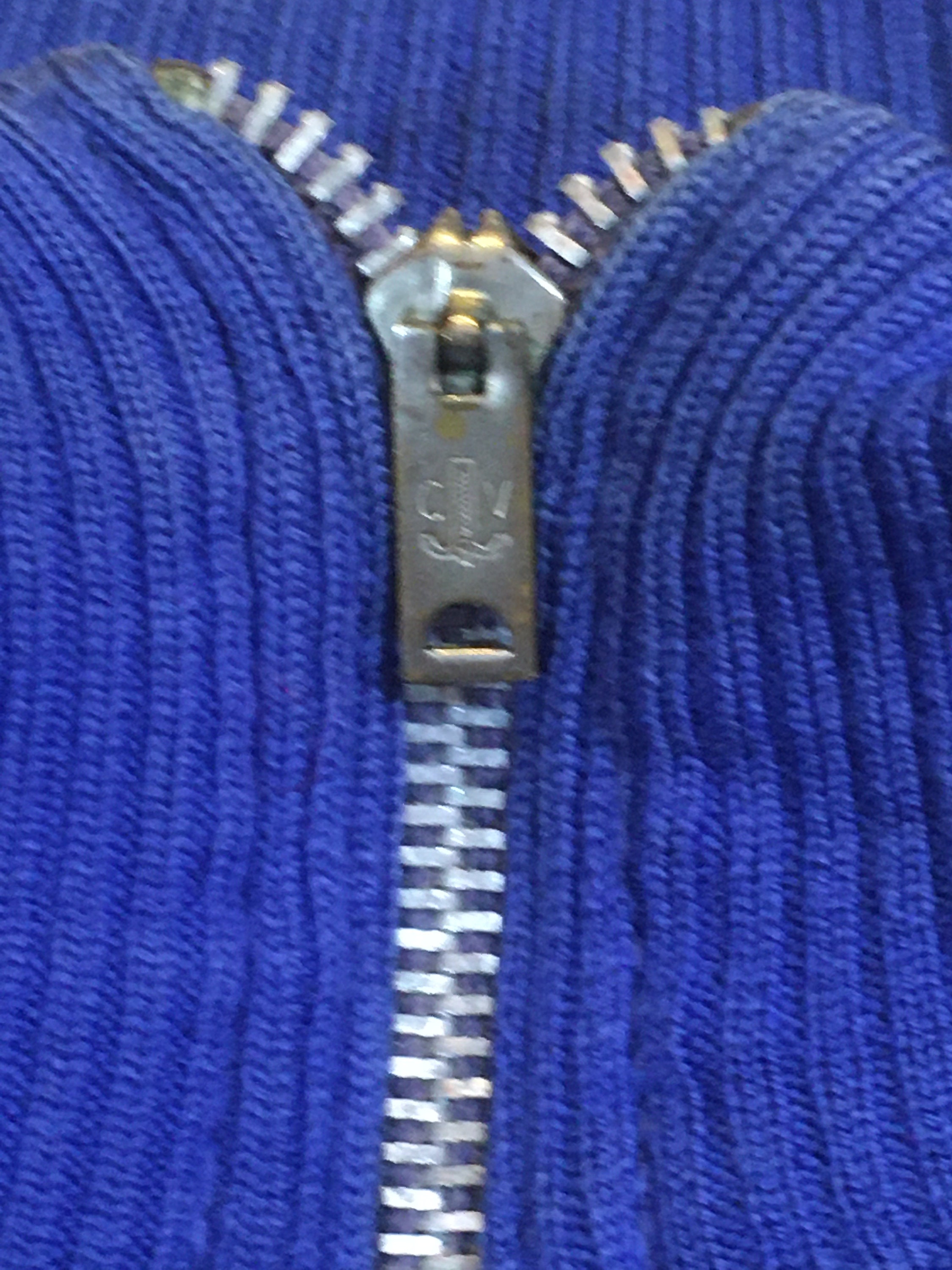Vintage 20s Italia Zip up Mock Neck Blue Cardigan Sweater Viralta