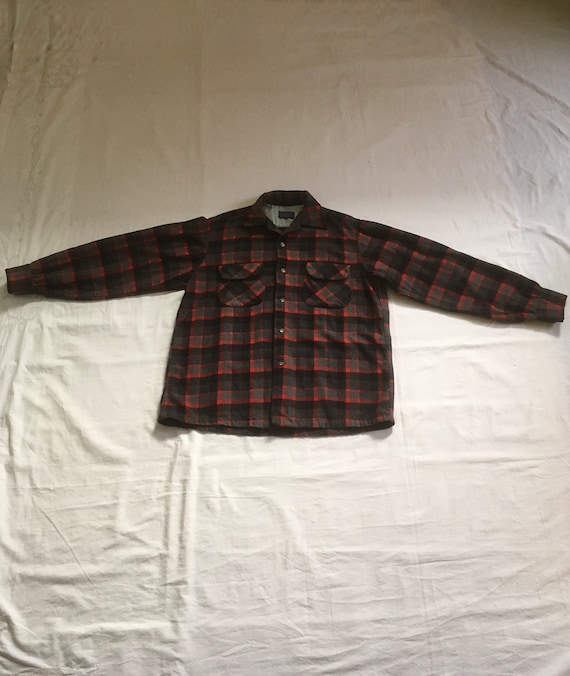 Vintage 40s Board Shirt Pendleton Woolen Mills Loop Collar Virgin