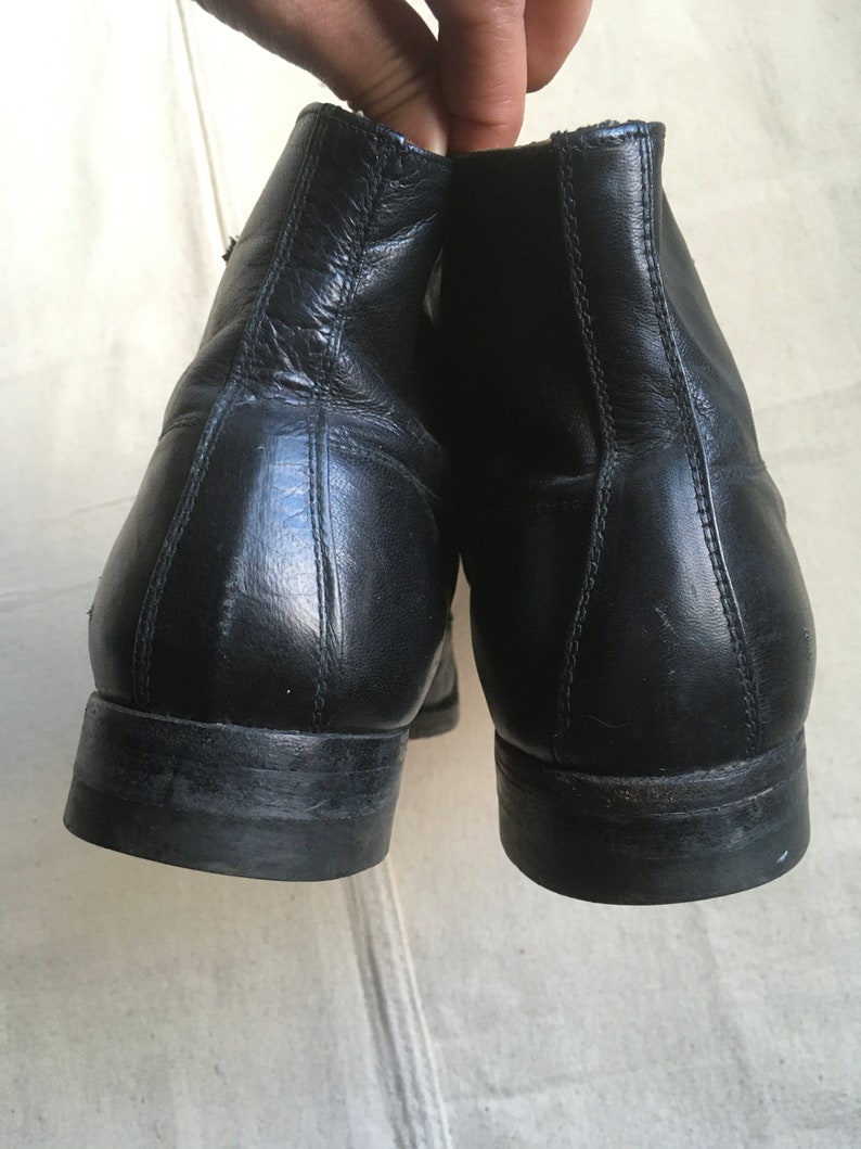 Vintage 20s Mens Black Leather Cap Toe Steel Toe Lace up Ankle | Etsy