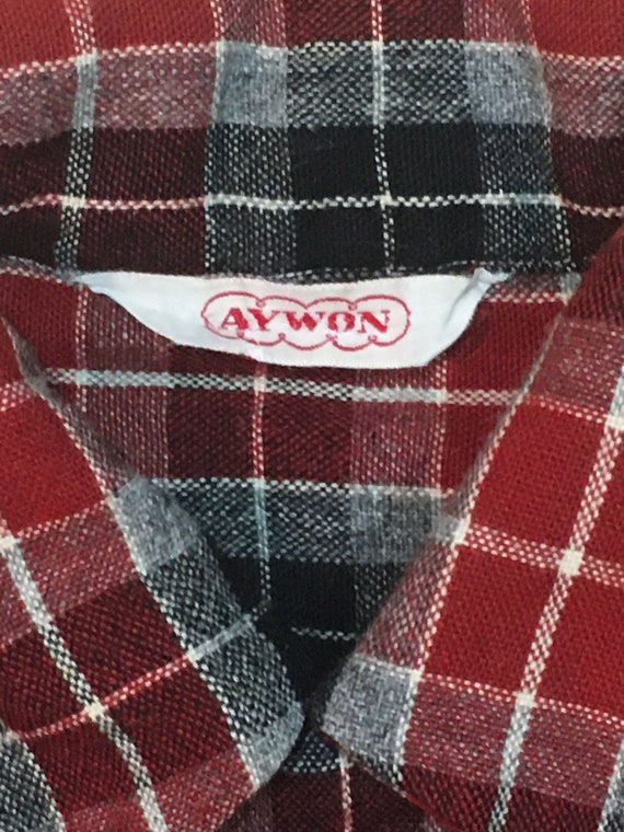 vintage 50s AYWON wool shadow plaid button up boa… - image 4