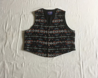 vintage pendleton pure virgin wool southwest waistcoat blanket vest high grade western wear made in usa XXL