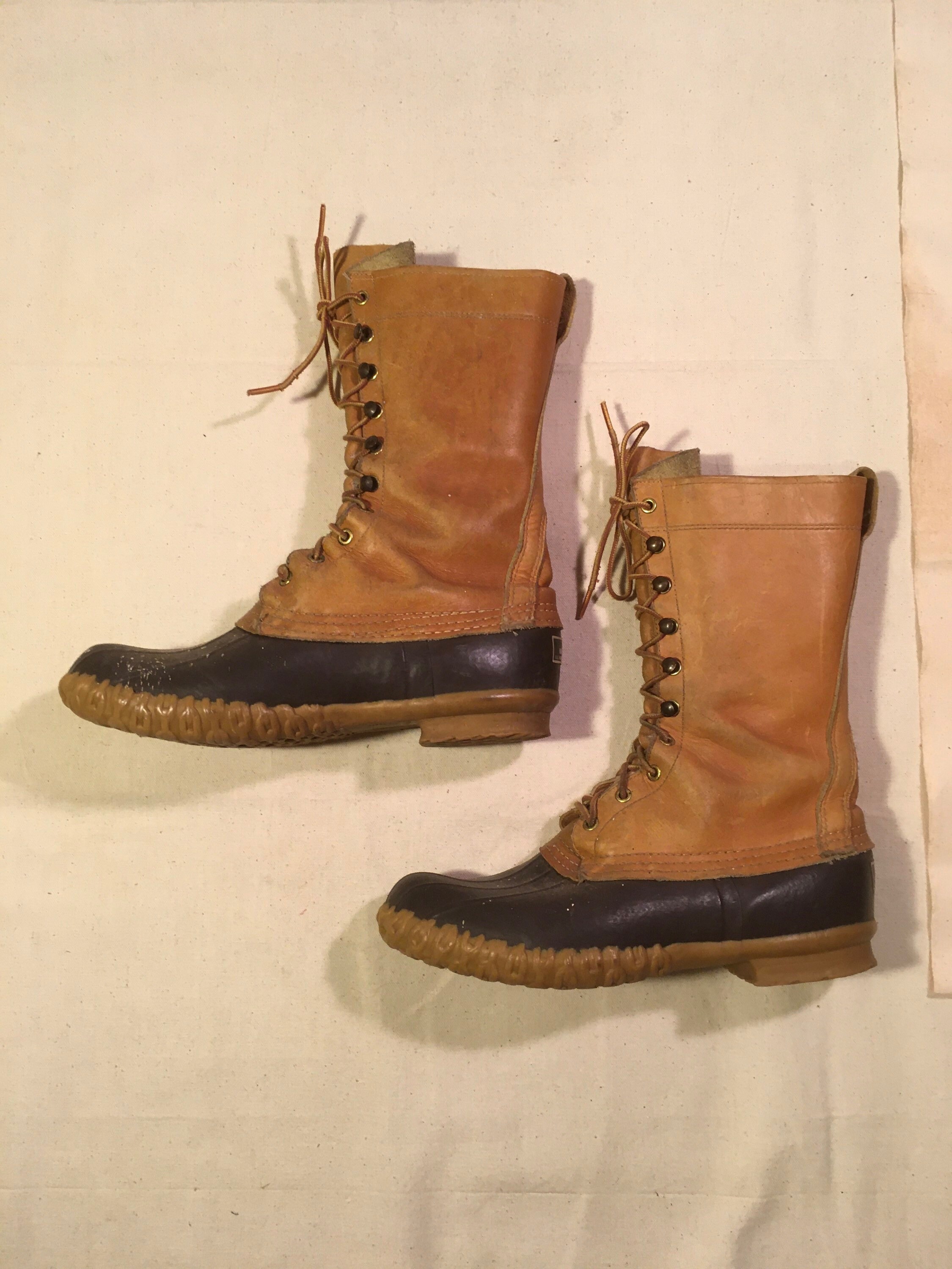 Vintage Ll Bean Maine Duckies Hunting Shoe 10 Row Lace up 