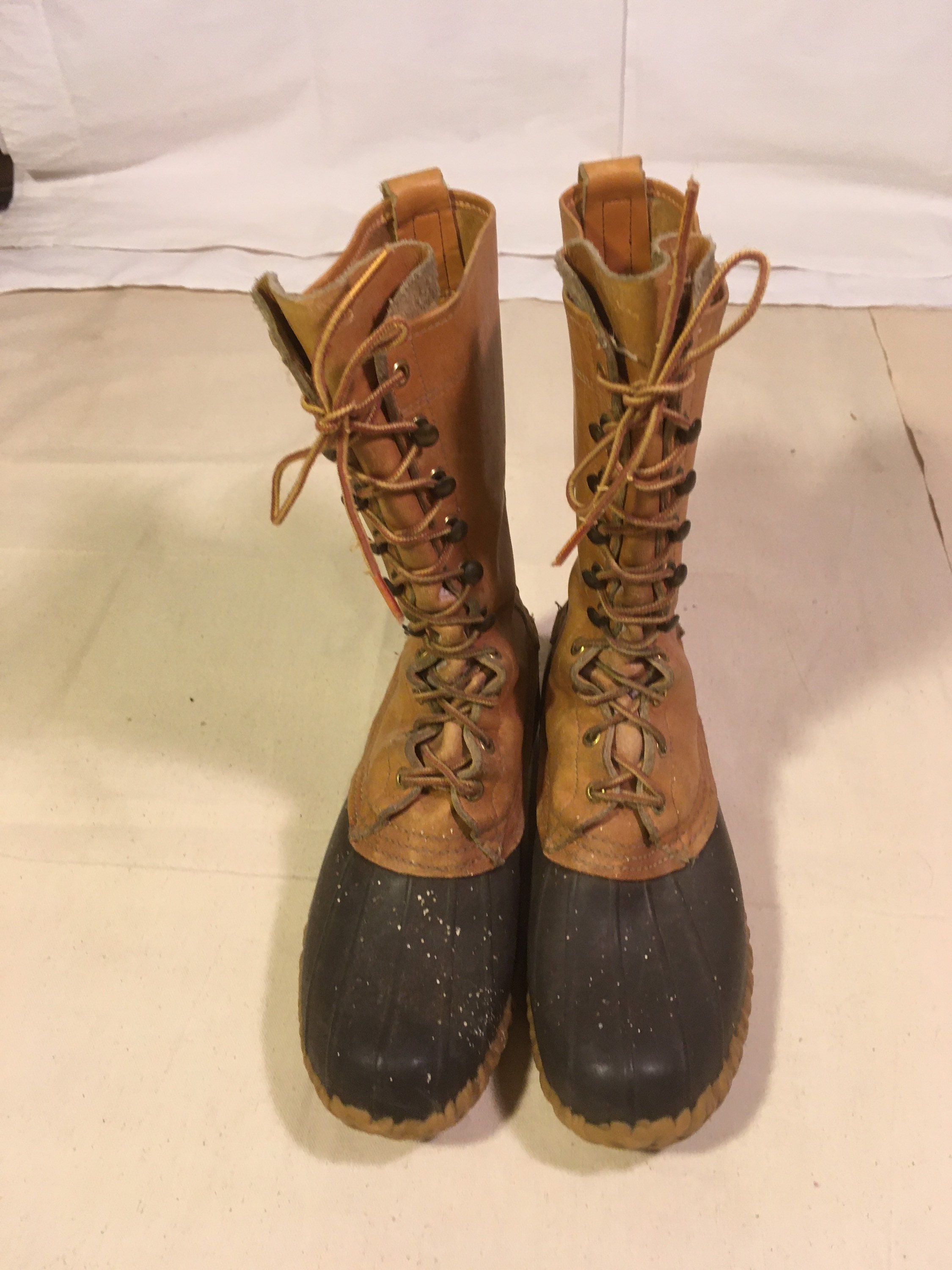 50s/60s Vintage LL Bean Maine Hunting Duck Boots Leather Rubber Lace Up Mens‎ 8M Vintage Ll Bean Maine Duckies Hunting Shoe 10 Row Lace up  main image 4