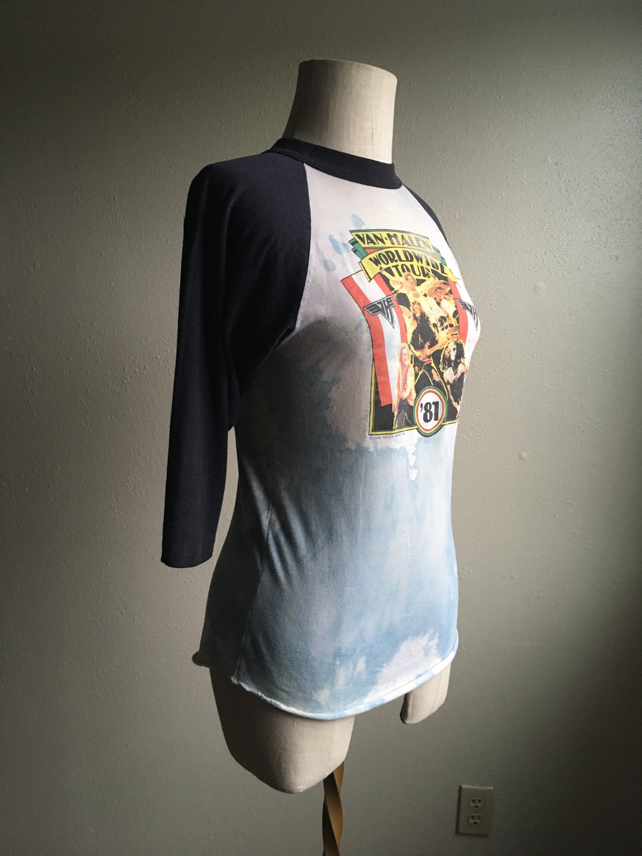Vintage 80s van halen raglan t shirt 1981 fair warning world wide