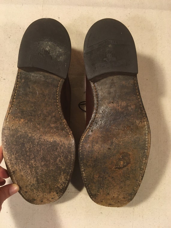 Vintage 40s English Brogue Mens Dark Brown Leather Oxford