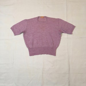 vintage 50s Jantzen Kharafleece pink wool pullover shirtsleeve sweater made in USA
