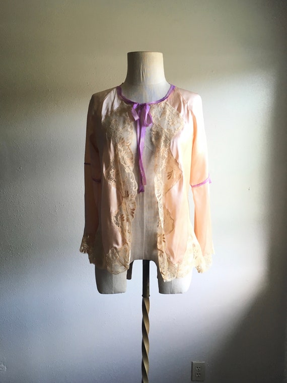 vintage 90s Anna sui blushing pink silk and lace p