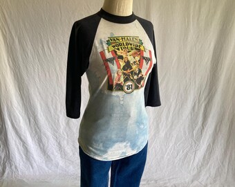 Vintage 80s Van Halen Raglan T Shirt 1981 Fair Warning World Tour