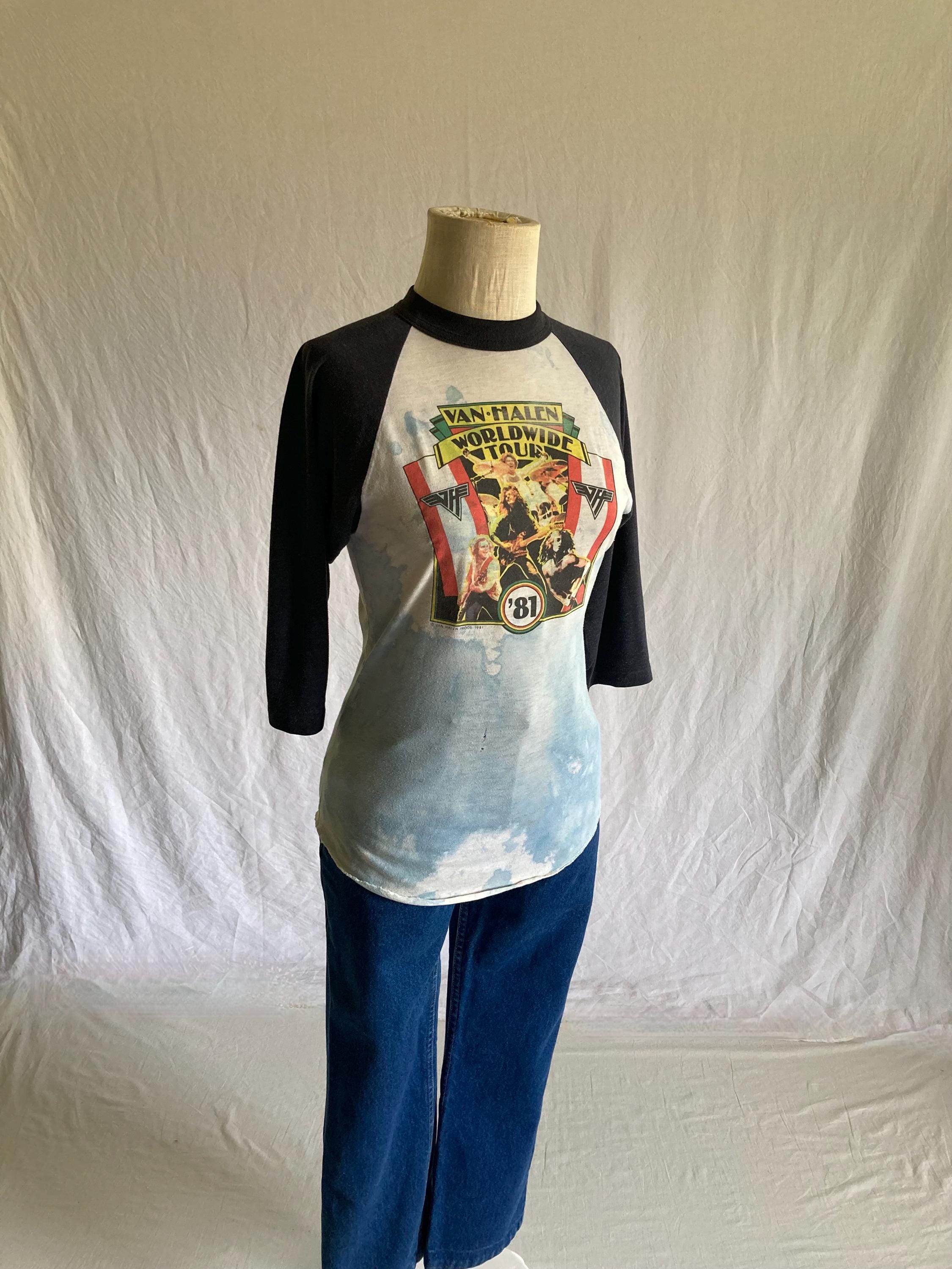 Vintage 80s Van Halen Raglan T Shirt 1981 Fair Warning World Tour