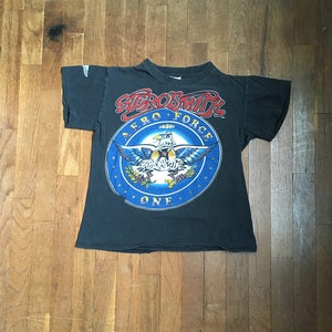 Aerosmith エアフォースワン Tシャツ M 86年ツアー Vtg 1986 Aerosmith Concert T-shirt Black M 80s Aero Force