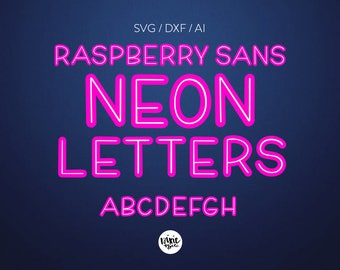 Buchstaben Set INSTANT DOWNLOAD "Neon Letters" svg, mutig dekorative Schrift, Neonschrift, svg Schrift, Farbe Schrift, Mockup, Neon Alphabet, dxf, ai, svg