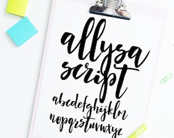 SVG Font INSTANT DOWNLOAD "Allysa Script" svg, script cut file, cursive font, font svg, hand lettered font, brush font, script svg, dxf