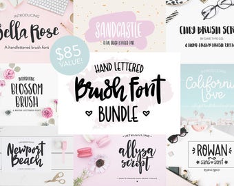65% OFF Hand Lettered Brush Font Bundle, installable .otf font, bundle, cut file font, brush script font, hand lettered font, pretty font
