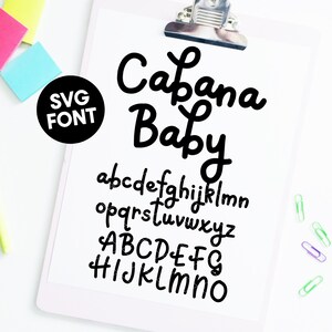 SVG Font INSTANT DOWNLOAD &quot;Cabana Baby&quot; svg font, sans serif script hand lettered font, cute script font, dxf, handwriting, summer, girly