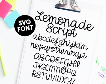 SVG Font INSTANT DOWNLOAD "Lemonade Script" svg font, cut file, cute script hand lettered font, script handwriting, monogram font, cursive