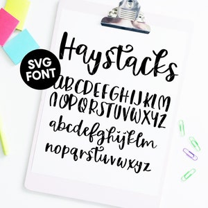 SVG lettertype INSTANT DOWNLOAD &quot;Hooibergen&quot; SVG-lettertype, kalligrafie script handgeschreven lettertype, schattig lettertype, DXF, handschrift, herfst, cursief lettertype SVG