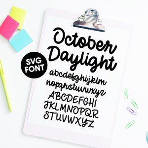 SVG Font INSTANT DOWNLOAD &quot;October Daylight&quot; svg font, sans serif script hand lettered font, cute font, dxf, handwriting, autumn, monoline
