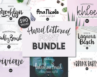 70% OFF Hand Lettered Font Bundle, installable .otf font, cut file font, cursive font, brush script font, pretty font, font bundle, script