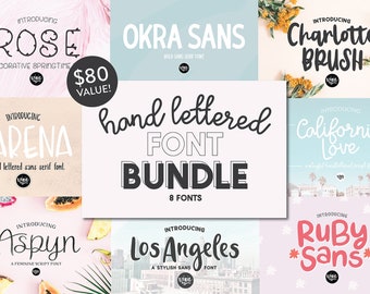 NEW!! Hand Lettered Font Bundle, installable .OTF font, cuttable font, cursive fonts, brush script fonts, pretty fonts, font bundle, script